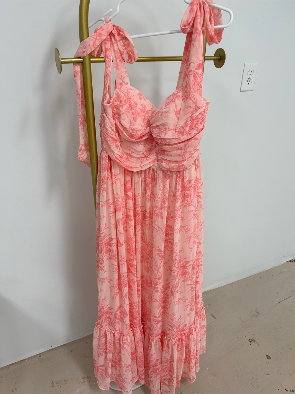 miami Pink Floral Tie-Shoulder Maxi Chemise